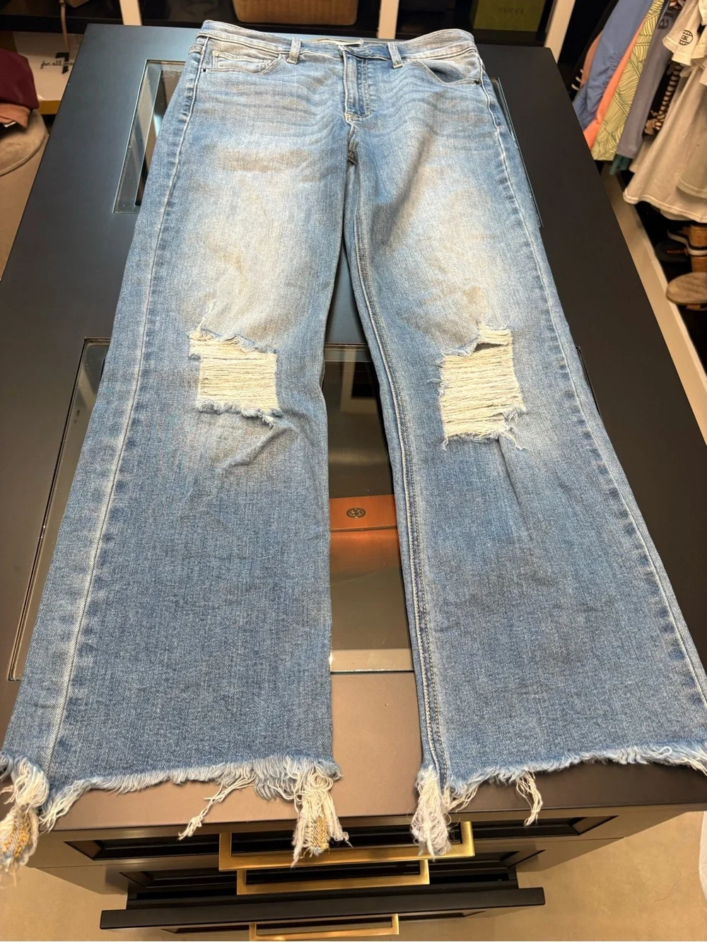 Altar'd State Light Blue Distressed Cropped Jeans - Picture 5 of 12